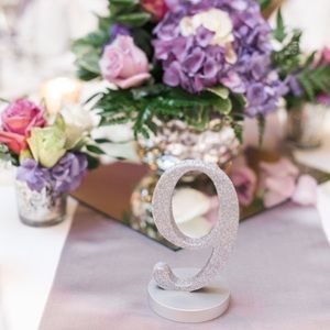 Sparkly Silver Wedding Table Numbers